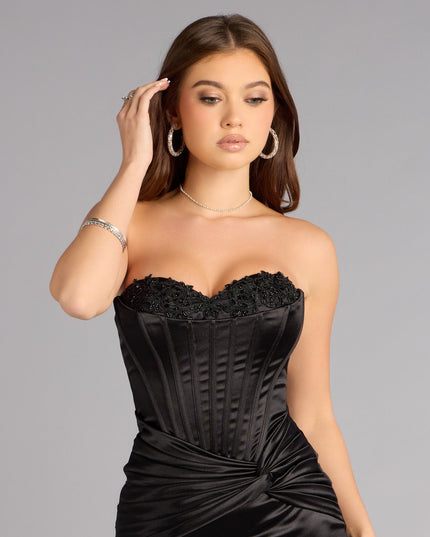 Alexia Satin Lace Bustier Mini Dress