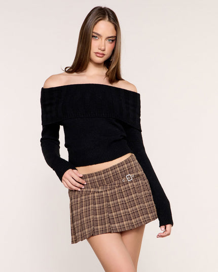 Shoulder Season Foldover Off-Shoulder Sweater Top