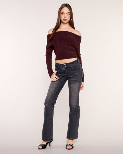 Shoulder Season Foldover Off-Shoulder Sweater Top