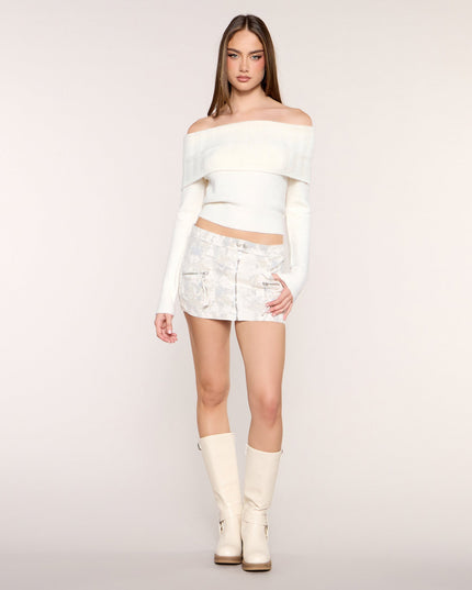 Shoulder Season Foldover Off-Shoulder Sweater Top