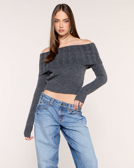 Shoulder Season Foldover Off-Shoulder Sweater Top