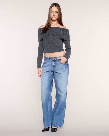 Shoulder Season Foldover Off-Shoulder Sweater Top