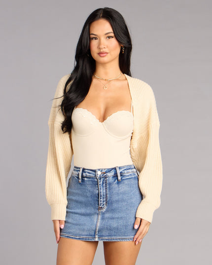 Sweet And Cozy Oversized Knit Sweater Bolero