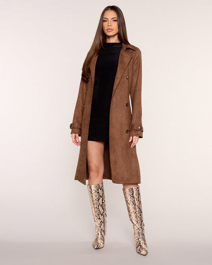 City Forecast Faux Suede Trench Coat