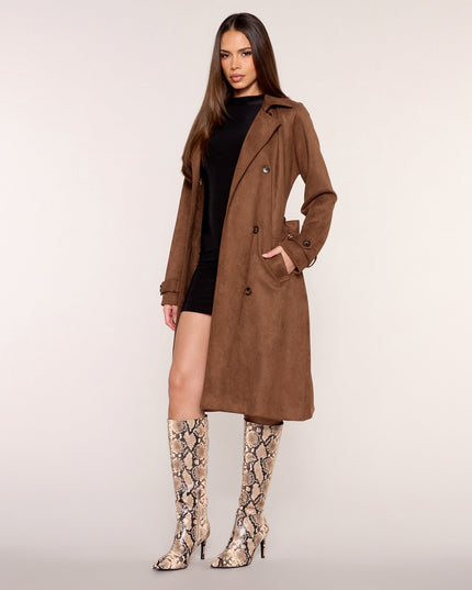 City Forecast Faux Suede Trench Coat