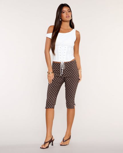 Spot On Polka Dot Twill Capri Pants