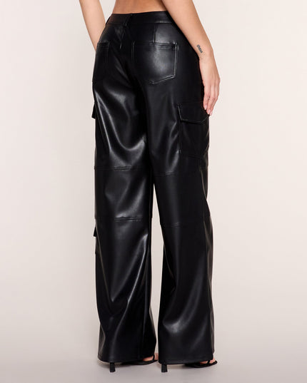 Utility Mode Faux Leather Low-Rise Cargo Pants