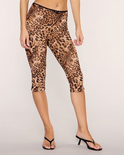 Wild Card Leopard Print Mesh Capri Pants