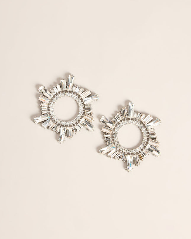 Star Power Rhinestone Burst Statement Earrings