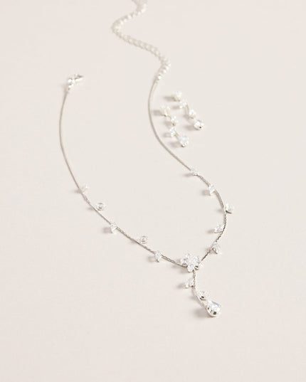 Soft Shine Rhinestone Flower Necklace And Earrings Set