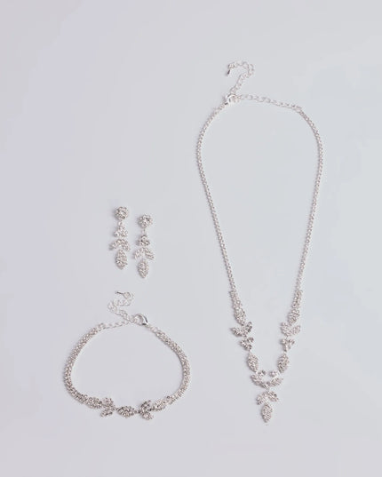 Luxe Desire Rhinestone Leaf Jewelry Set