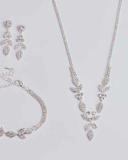 Luxe Desire Rhinestone Leaf Jewelry Set
