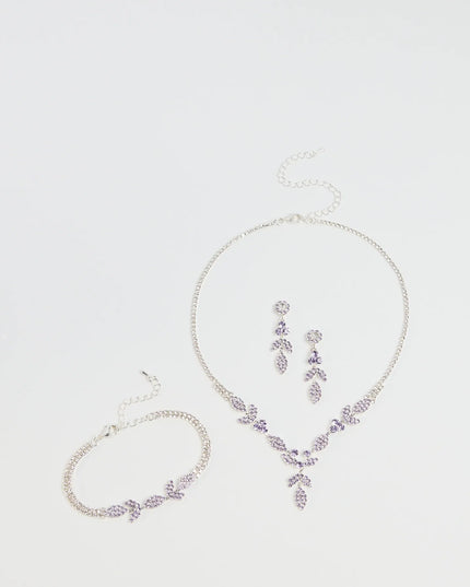 Luxe Desire Rhinestone Leaf Jewelry Set