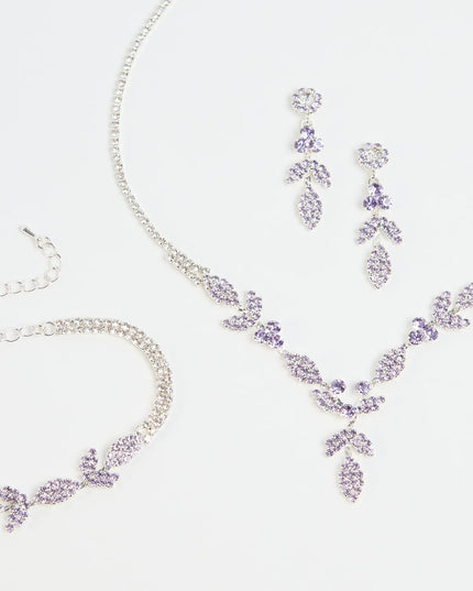 Luxe Desire Rhinestone Leaf Jewelry Set