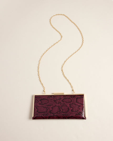 Wild Card Snake Print Faux Leather Clutch