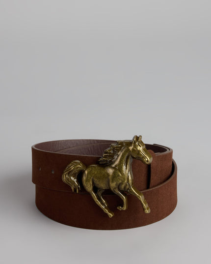 Frontier Flair Faux Suede Horse Buckle Belt
