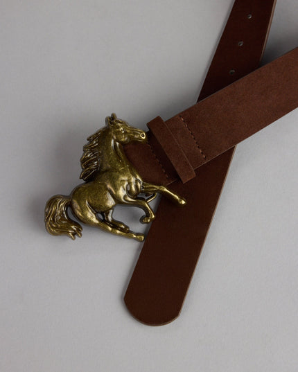 Frontier Flair Faux Suede Horse Buckle Belt