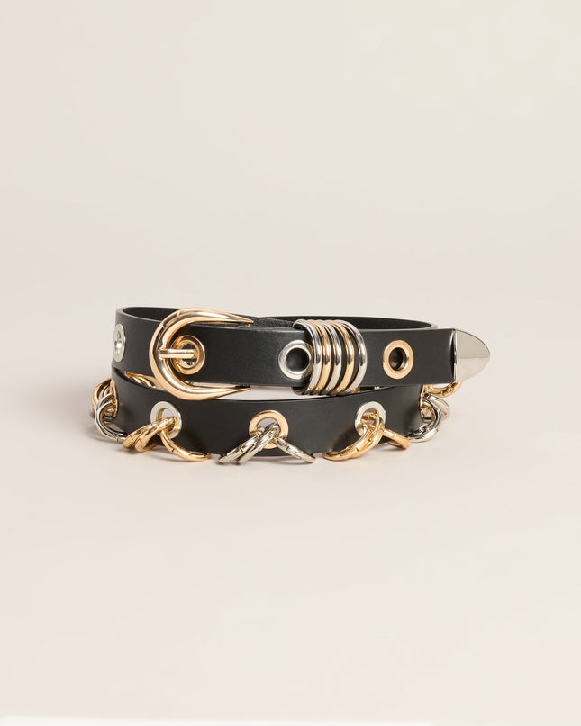 Hardware Remix Two-Tone Grommet Ring Belt